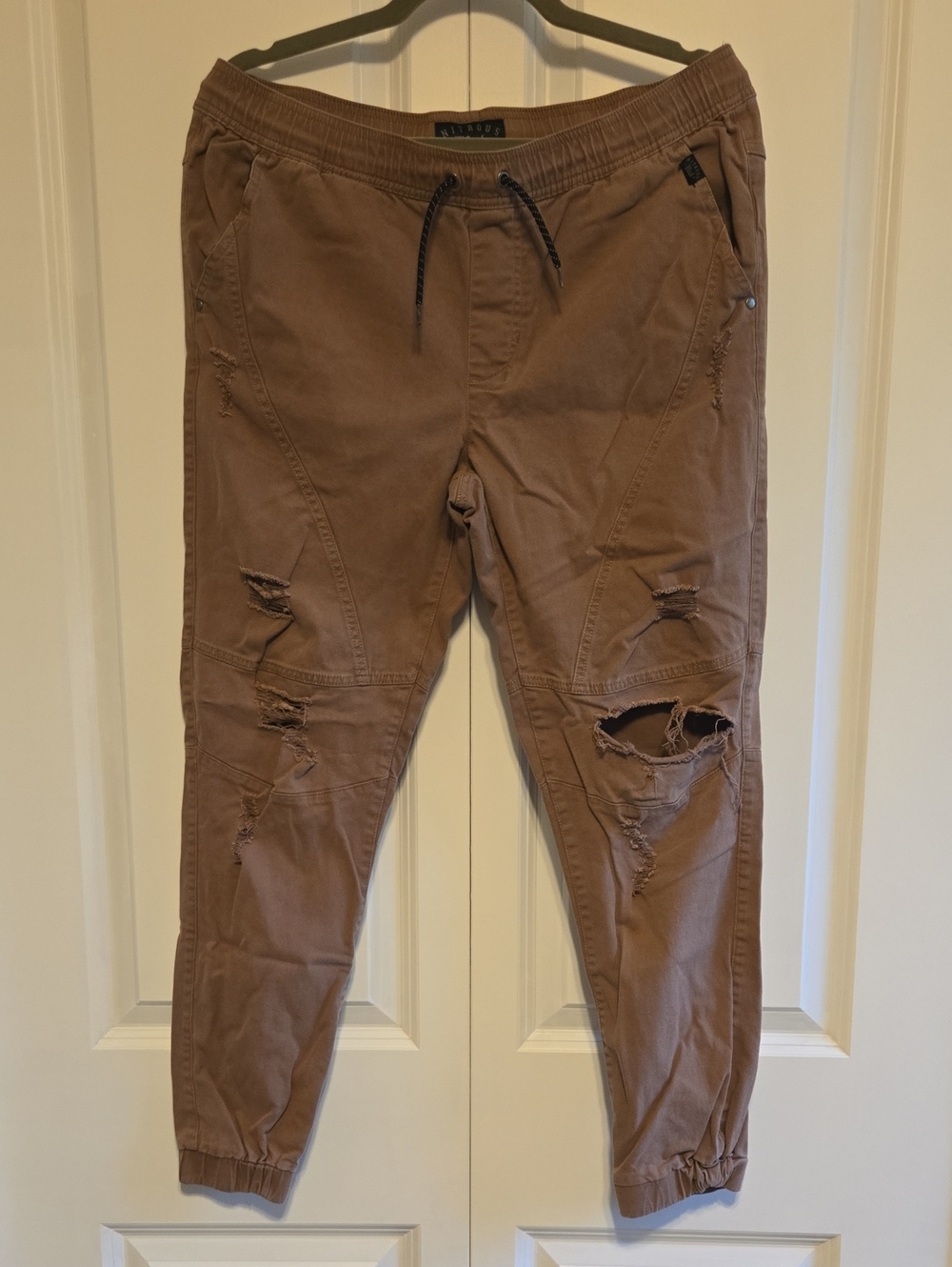 Men's Distressed Jogger Pants - Brown